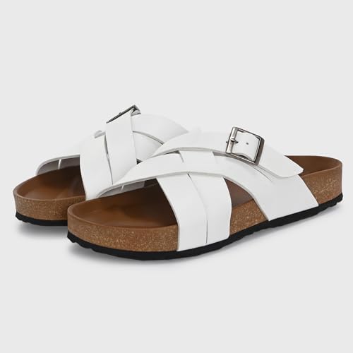 Image of Centrino Mens Cushion Sliders /Slippers|Berkin-Style Slip-On Sandals | Open Toe Design | Soft PU Footbed | Lightweight & Comfortable | Arch Support | On-Grip Sole | Casual Outdoor Wear (6868)