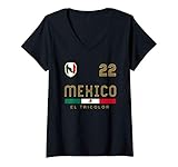 Womens Vintage Mexico Jersey - Futbol Soccer Flag Fan Gift V-Neck T-Shirt
