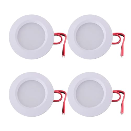 eufeifeiegds 4ピース 12V DC 3W キッチンキャビネットカウンターライト ダウンパネルライト 55mm ツーリングライト電球 デッキ階段ライト電球(White Shell,White 6000K)