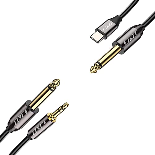 J&D 6.35mm TS to 3.5mm TRS Cable Bundle with USB C to TS 6.35mm （6.5 FT & 3.3 FT）