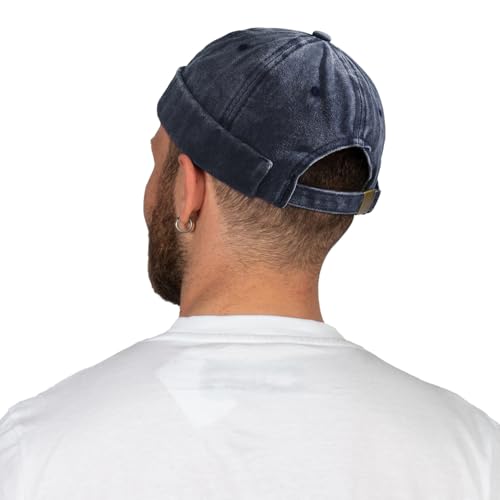 MESU Mens Docker Cap Brimless Hats Worker Sailor Cap Rolled Cuff Retro Beanie Hat