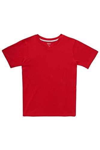 French Toast boys Short Sleeve V-neck Tee T Shirt, Red, 14 US