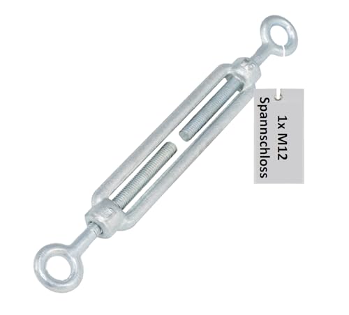 Drahtseil Spanner Spannschloss Drahtspanner Auge-Haken/Öse-Öse M12 M10 M8 M6 Sonnensegelbefestigung verankern Seilspanner Spannschlösser (Öse-Öse, 1 Stück, M12)