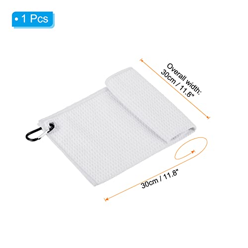 PATIKIL 12"x12" Tri-Fold Golf Towels, Waffle Pattern Towels Soft Fiber Strong Water Absorption with D Clip for Golf Lovers White - Image 2