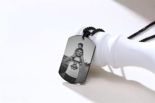 MEALGUET Personalized Stainless Steel Dogtag Necklace for Dad, Custom Photo Text Army Dog Tag Pendant Necklace For Father Husband Son Customized Picture Necklace For Men Women, Gift For Dad4