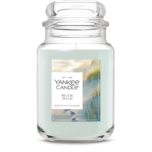 Yankee Candle Large Jar Scented Candle with up to 150 Hour Burn Time, Premium Plant Wax Blend for Consistent Burn, 22 oz Jar Candle with Room Filling Fragrance, Beach Walk