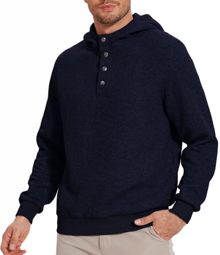 Men's Hoodie Sweatshirt Plaid Jacquard Long Sleeve Pullover Casual Waffle Fashion Hooded Sweatshirts Sweaters2