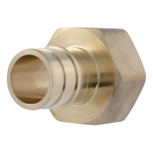 Image of SharkBite 1-1 /2 Inch Expansion FNPT Adapter for PEX-A Pipe, Pack of 10, Brass Plumbing Fittings, Female NPT Adapter for PEX-A Tubing, UAB114140F