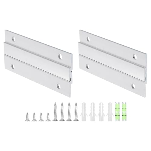 Image of uxcell 2 Pair French Cleat Picture Hanger, 4 Inch Heavy Duty Aluminum Z Bar Clip Interlocking Wall Mounting Bracket Hanger Kit for Hanging Mirror Ornaments