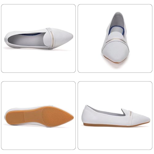 Image of Frank Mully Women's Casual Loafer Flats Slip On Loafer Shoes Comfortable Knit Flat Shoes Classics Pointy Toe Loafer Flats,for Work,Travel