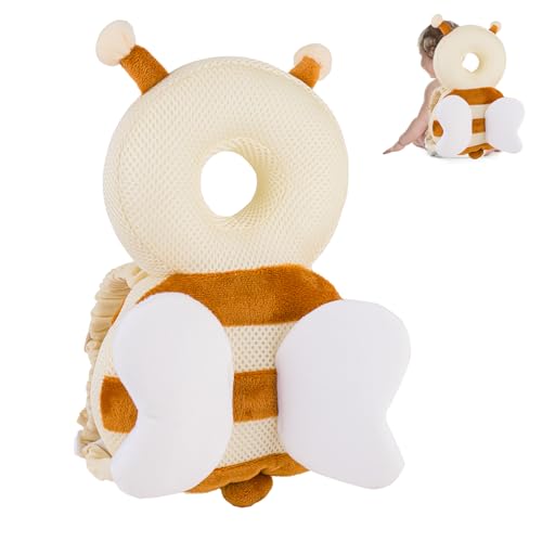 Image of Baby Head Protector Backpack,Toddler Head Protector Padded Backpack Elasticated Carrier Wear,Breathable Polyester Mesh, Lightweight, Suitable for Summer(Bee)