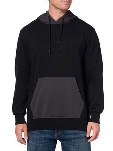 BOSS Men's Single Jersey Center Logo Hooded Sweatshirt