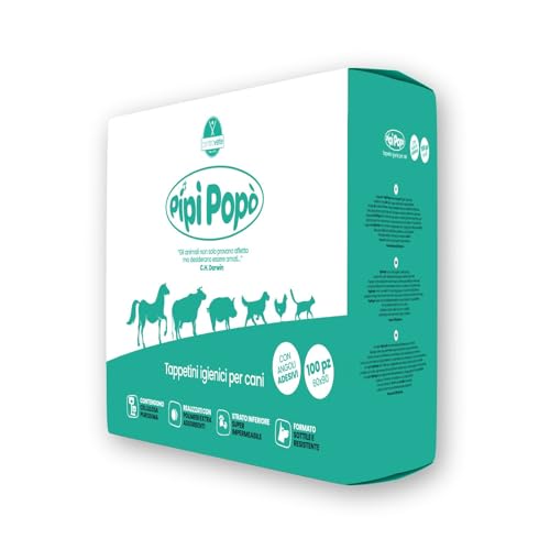 PipiPopo, 100 Tappetini Super assorbenti per Cani monouso, Traversine igieniche usa e getta 60 x 90 cm con 5 strati a prova di perdite e con polimeri Extrassorbenti