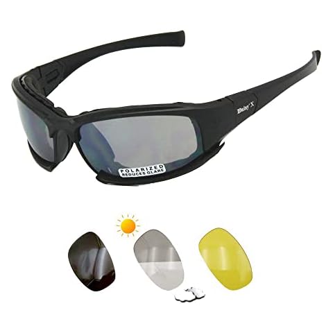 Daisy X7 polarized Sunglasses Tactical eyewear 4LS Mens Military Bullet-proof airsoft shooting Gafas UV400 photochromic lens Motorcycle Bike Cycling Goggles (Photochromic lens) Cover