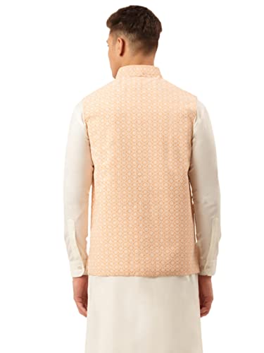 Image of Jompers Men's Embroidered Woven Pure Cotton Nehru Jacket