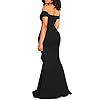 YMDUCH Womens Off Shoulder High Split Long Formal Party Dress Evening Gown Black