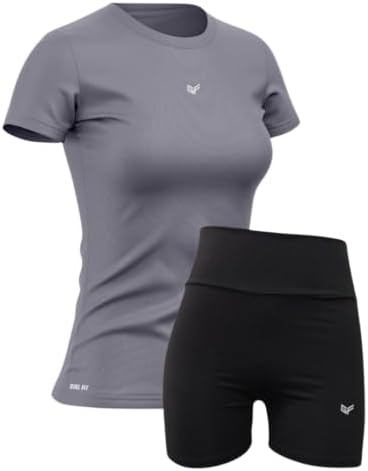 Conjunto Academia Feminino: Camiseta Dry Fit + Short Academia Fit...