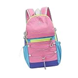 Slyzjdl Wanderrucksack, Faltbarer Rucksack, Fahrradrucksack, Organizer Rucksack mit Mehreren Nylonfächern, Geeignet für Ausflüge, Rosa
