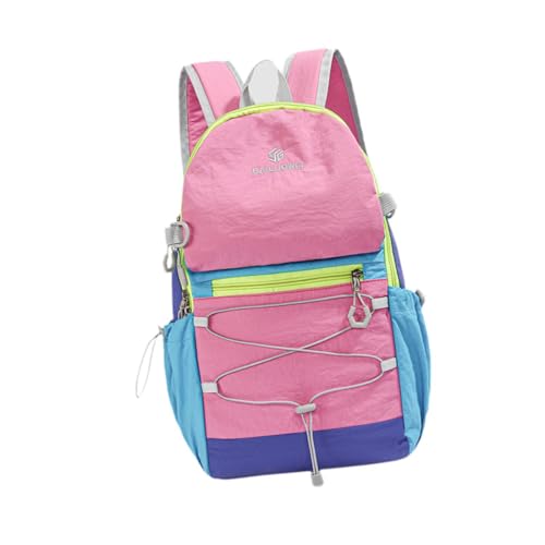Sac de trekking léger rose imperméable doté de plusieurs compartiments