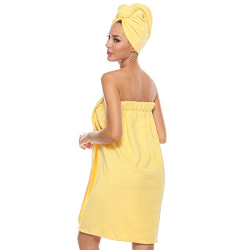 Image of Orrpally Women Shower Wrap Robe Bath Wrap Towel Spa Body Wrap Adjustable Closure Bathrobe