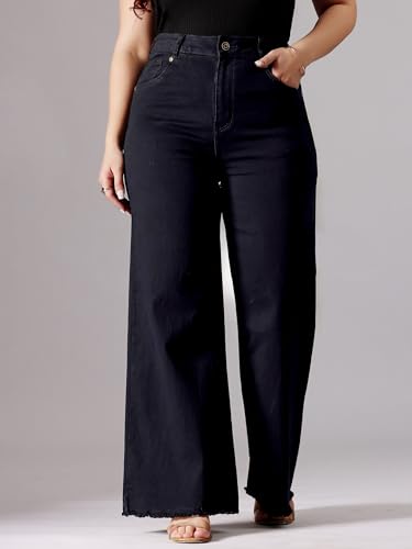 Image of Miss Chase A+ Women's Wide-Leg High Rise Regular-Length Stretchable Denim Jeans