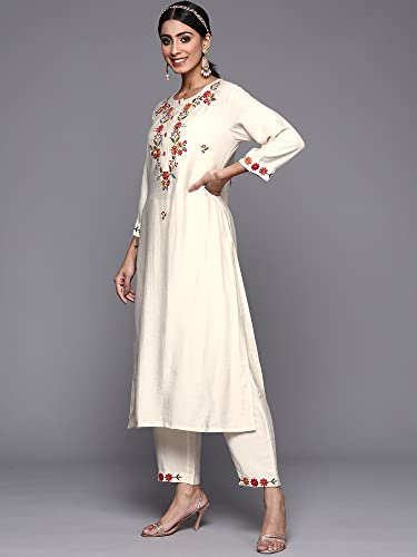 Image of INDO ERA Viscose Rayon Embroidered Kurta Pant With Dupatta Set For Women