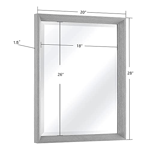 Mosearon 20x28 Wood Frame Beveled Wall Mirror,Large Rustic Rectangular Mirror Farmhouse Decor, Vertical or Horizontal Hanging, for Bathroom Vanity, Living Room or Bedroom or Entryway Decoration, Gray - Image 2