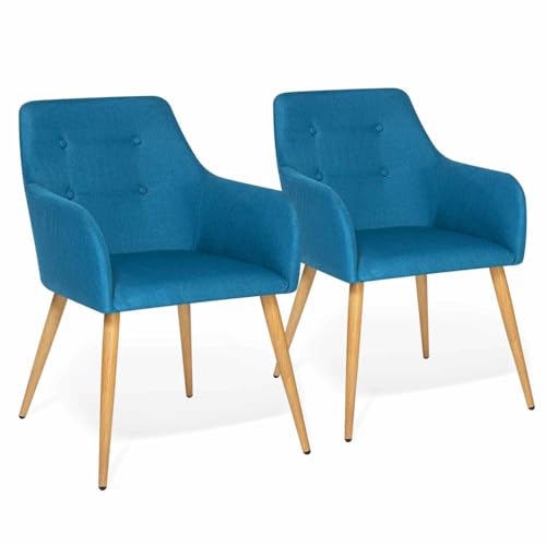 IDMarket - Lot de 2 chaises de Salle à Manger scandinaves, fauteuils de Table Dania Bleu Canard