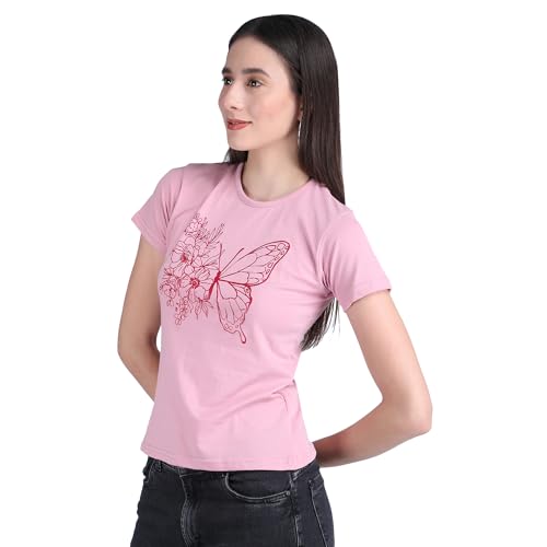 Image of Women Cotton Printed T-Shirt Combo Pack of 2 | Regular Fit Half Sleeve Round Neck Graphic Tees for Girls & Ladies | Women's Western Tops | Cute Trendy Print Summer Fashion T-Shirts