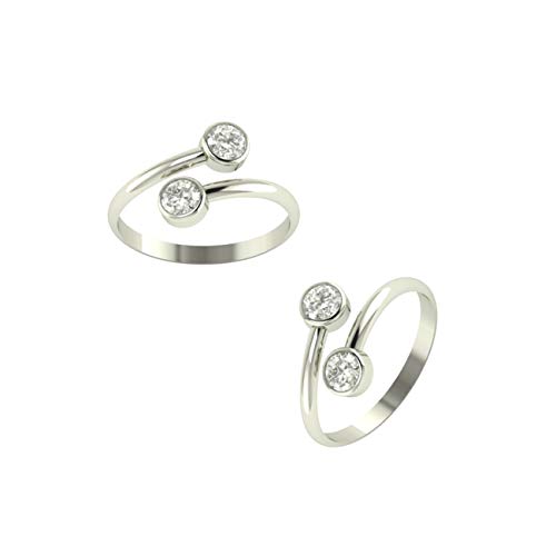 PeenZone 925 CZ Silver Toe Rings (Leg Finger Rings) In Pure 92.5 Sterling Silver For Women | Toe Rings for Women and Girls | Chandi Bichiya