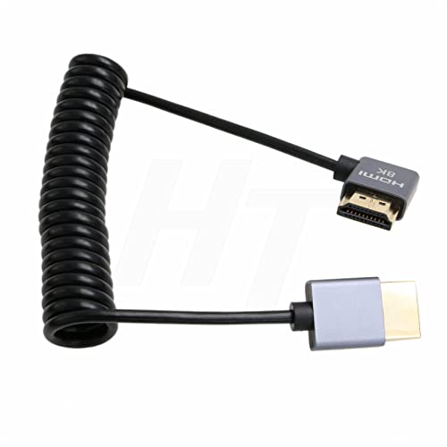HangTon HDMI 8K 4K 60fps Cable Thin Coiled Left Angle for ZCAM Sony A7siii Canon Nikon Camera ATOMOS Shinobi Ninja V Portkeys BM5 FEELWORLD BMPCC 4K Monitor Type A HDMI 2.1 - Image 4