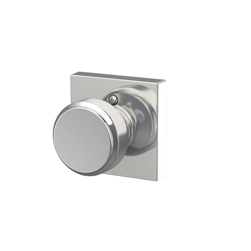 Image of Schlage F10 BWE 625 COL Bowery Knob with Collins Trim Bed & Bath Privacy Door Lock, Bright Chrome