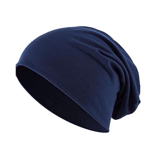 JAZAA Unisex Fashion Thin Knit Slouchy Beanie Hat Soft Stretch Skull Cap (Blue)