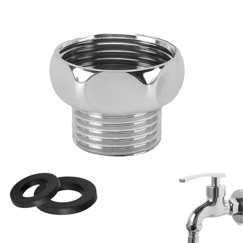 Shower Hose Reducer, Brass-Plated Connection G3/4(25mm) Female to G1/2(20mm) Male, Rust and Corrosion Resistant Shower Hose Adapter, Pipe Adaptor for Shower Hose and Tap Connections (Silver)