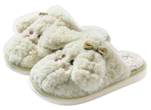 Caistre Cute Puppy Slippers for Women Cozy Memory Foam Shoes Furry Warm House Winter Slippers Anti-Slip Sole Couple Bedroom Shoes
