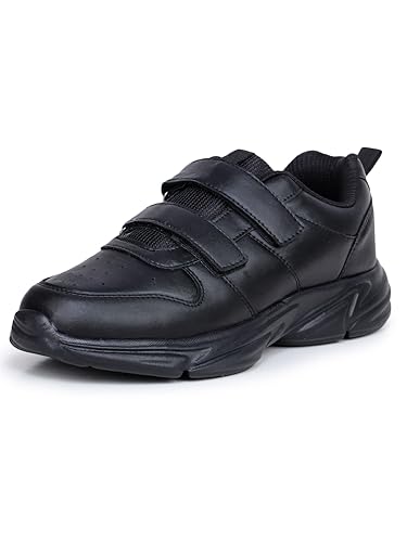 Image of ATHCO unisex-child Care-velcro School Shoes | Soft Cushioned Memory Foam Heel Pad Support | Anti Bacterial Insole | Kid's | Boy's | Girl's | Children |Uniform Shoes | Lightweight | Velcro |Easy Wear & Care| Formal Shoes | Non-Marking Sole | Padded Textured Heel Grip Lining | Breathable | All Day Comfort