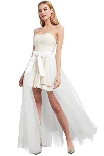 Women Wedding Maxi Tulle Skirts Detachable Train Overskirt Overlay Long Bridal