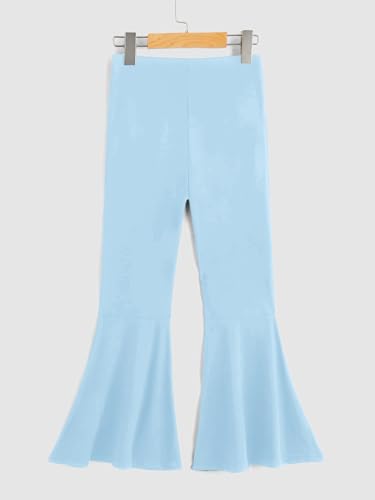 Image of WDIRARA Girl's Flare Pants High Waisted Elastic Waist Bell Bottom Casual Pants
