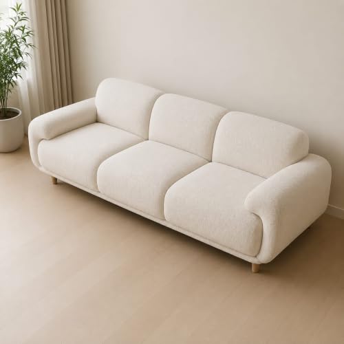 Image of Modern Classic Chesterfield Sofa for Living Room Bedroom Reception and Office 3+1+Ottoman Sofa for Living Room (Off White)