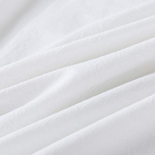 Softta King White Lace Bedding Ruffled Vintage 3Pc Duvet Cover Set 100% Cotton Wahed Cotton Princess Grils Bedding Sets （1 Zipper Closure Duvet Cover + 2 Pillowcase #TOP6