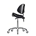 FRNIAMC Adjustable Saddle Stool Chairs with Back Support Ergonomic Rolling Seat for Medical Clinic Hospital Lab Pharmacy Studio Salon Workshop Home Office Use (with Backrest, Black)