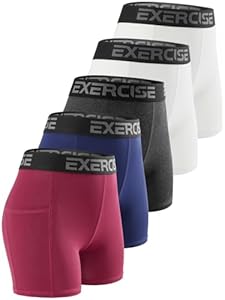 Attiqozi Damen-Kompressionsshorts 5er-Pack Spandex