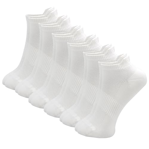 Soleeya 6 Pares Calcetines Tobilleros Hombre Mujer Deporte 40 45, Calcetines Cortos Hombre Invisibles Algodón Calcetines Hombre Tobilleros Running Ciclismo (Blanco)