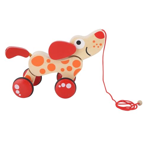 Push Pull Toy Puppy Walk Along Pull Wooden Hound Dog Walk A Long Puppy Wooden Pull Toy for Walking Toddlers (Type 1)