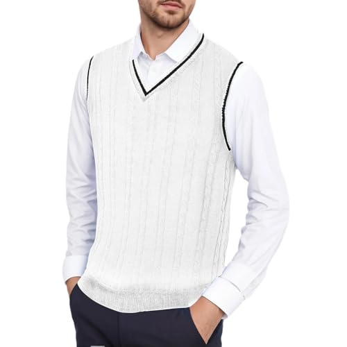 Dcvmvmn 2024 Winter Men's Fashionable Knitted Vest Sleeveless Casual Loose V-Neck Thickened Warm Vest