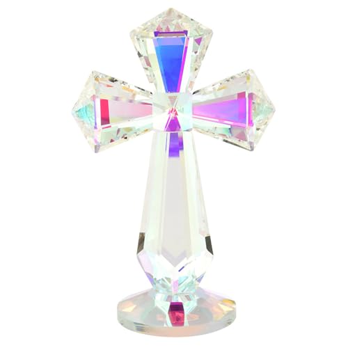 Croix de cristal K9 transparent objet décoration maison bureau et autel religieux lot de 6