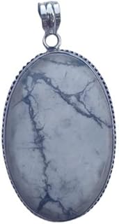White Howlite Pendant, 925 Sterling Silver Pendant, Marble Pendant, Big Oval Shape Pendant, Promise Pendant, White Turquoise Pendant, Oxidized Pendant, Natural Howlite Jewelry, Oxidized Pendant, Gift For Her
