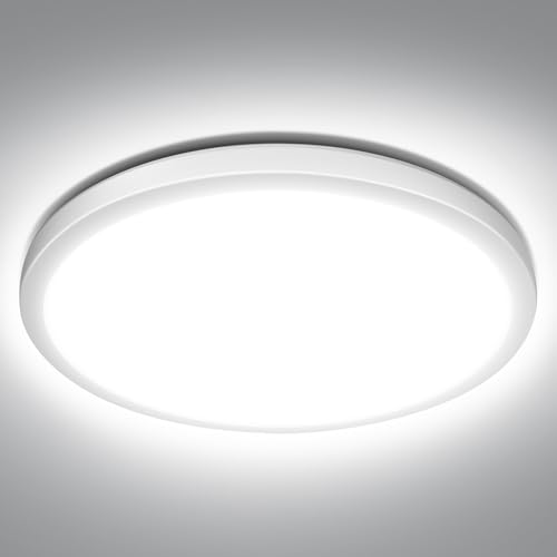 Lepro Lámpara LED Techo Cocina, Blanco Frío 5000k, 18W 1800LM Pláfon LED Techo, IP44 Impermeable, Ultrafino 2,6cm, Redonda, Moderna Luz Empotrada para Baño, Cocina, Dormitorio, Pasillo, Ø22cm
