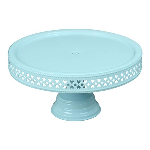 Image of Non Revolving Cake Stand Pedestal 13 inch Diameter (Top), Strong Metal (Sky Blue)