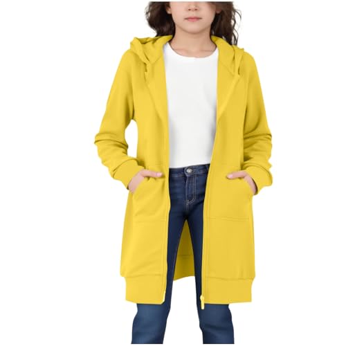 Girl's Zip Up Hoodies Oversized Casual Loose Hooded Jacket Long Sleeve Solid Child Sweatshirt Coat 5-14 Years